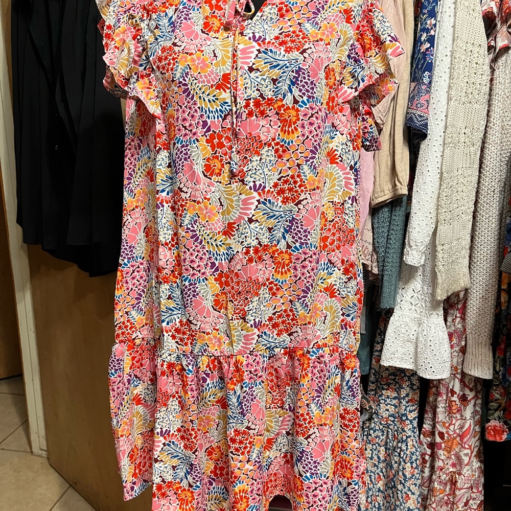 Pink Flutter Sleeve Midi Sundress
